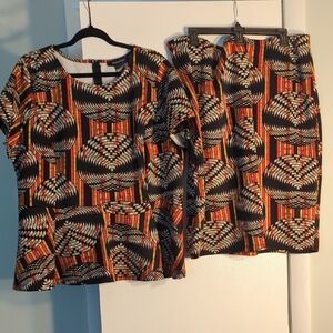 Ashley Stewart Peplum Top And Skirt Set